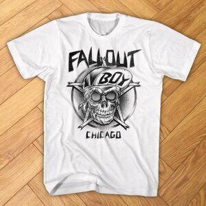 Fall Out Boy Band Chicago FOB Skull T-Shirt Tour Concert Merch - REPRINT